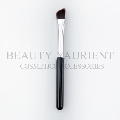 Hitam PBT Rambut Sintetis Sikat Eyeliner Miring Kecil Aluminium Ferrule